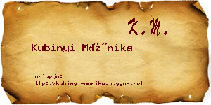 Kubinyi Mónika névjegykártya