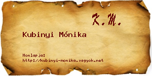 Kubinyi Mónika névjegykártya